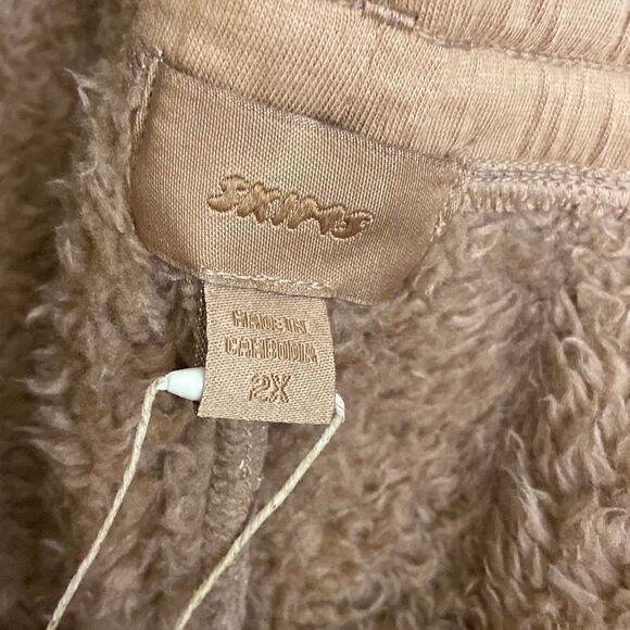 NEW SKIMS Teddy Track Pants Sherpa in Tigers Eye 
2X Wide Leg - Picture 4 of 5